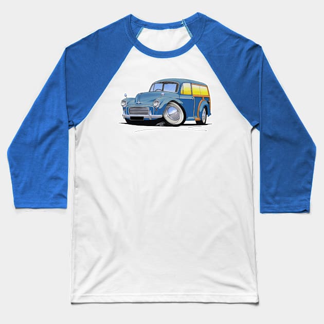 Morris Minor Traveller Blue Baseball T-Shirt by y30man5